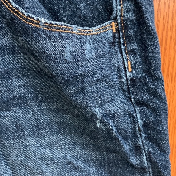 High Waisted Medium Wash Distressed Denim Skirt - Picture 3 of 10